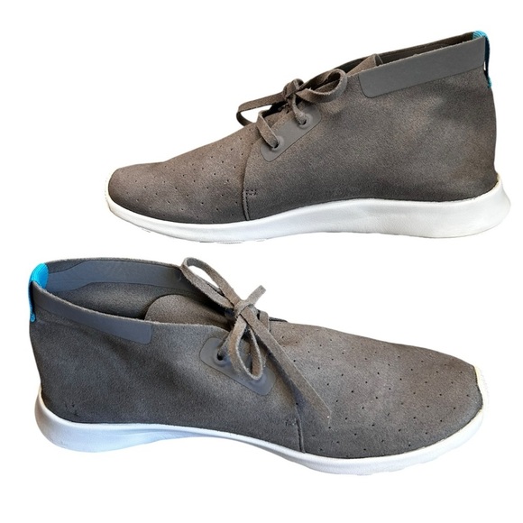 Native Apollo Chukka Boots Gray/White Suede – Men’s 7 / Women’s 9